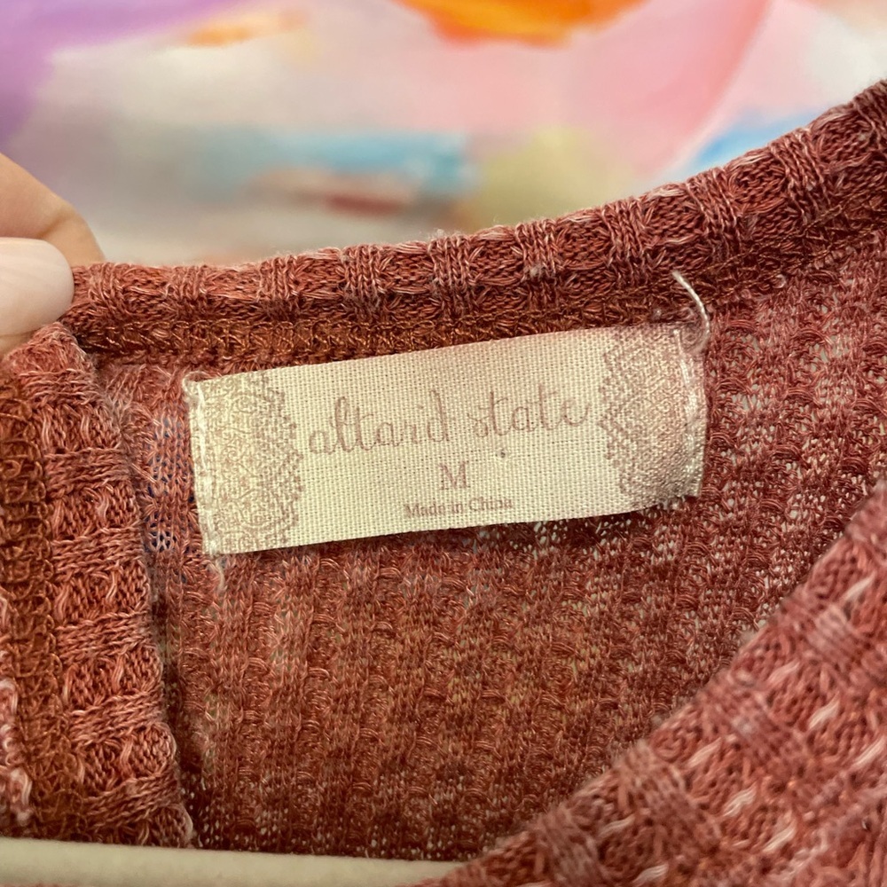 Altar'd State Rust Waffle Knit Tank Top medium boho cottagecore hippie babydoll - Picture 2 of 6
